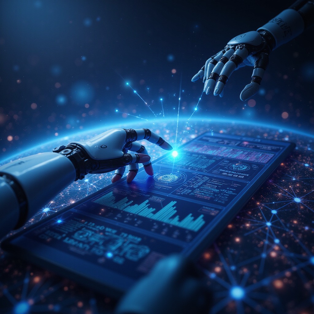 ALT tekst: grafika przedstawiająca rozwój sztucznej inteligencji i jej wpływ na różne dziedziny życia