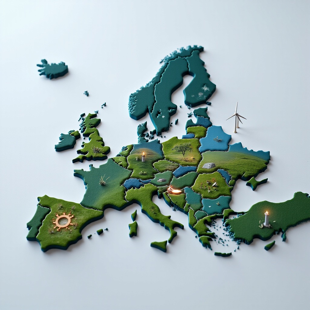 Infografika przedstawiająca mapę Europy z zaznaczonymi kluczowymi sektorami objętymi strategią Buy European