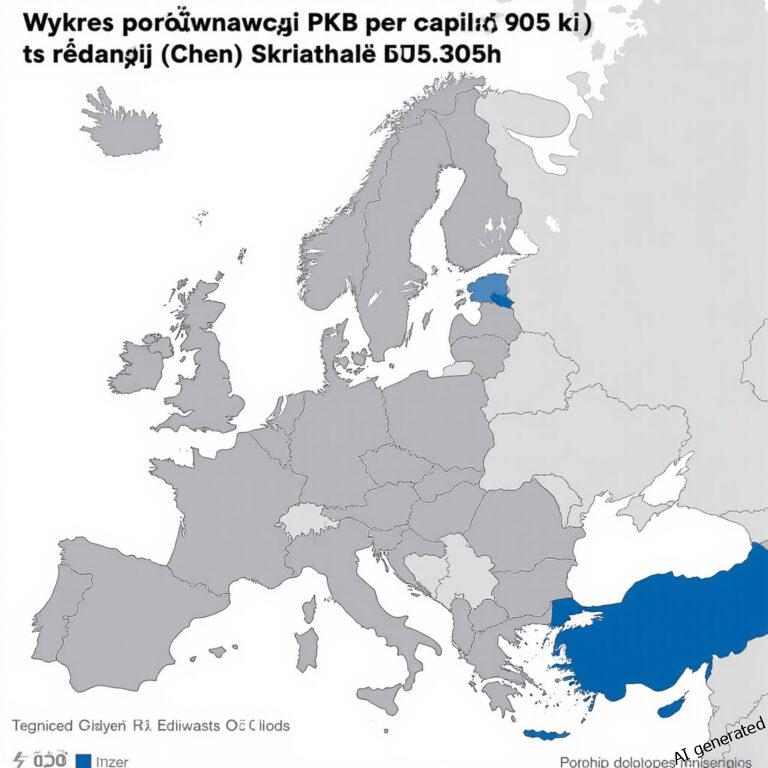 Wykres porównawczy PKB per capita Polski i średniej Unii Europejskiej w 2025 roku