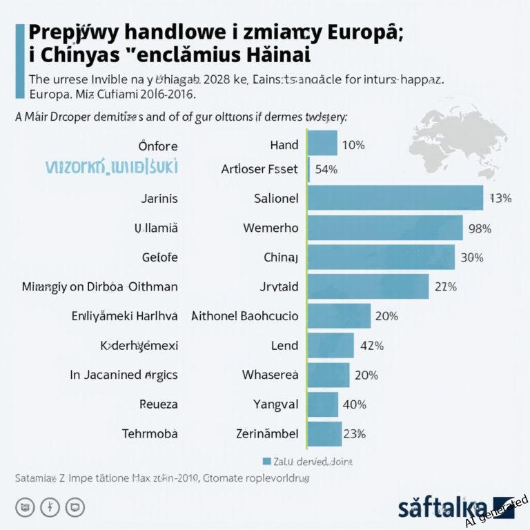 Infografika przedstawiająca przepływy handlowe i zmiany gospodarcze między Europą a Chinami w 2026 roku