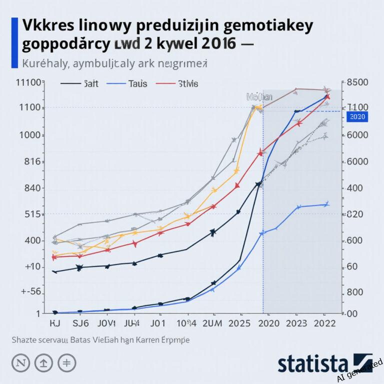 Wykres liniowy przedstawiający dynamiczny wzrost gospodarczy strefy euro w II kwartale 2026 roku na tle globu i symboli AI.