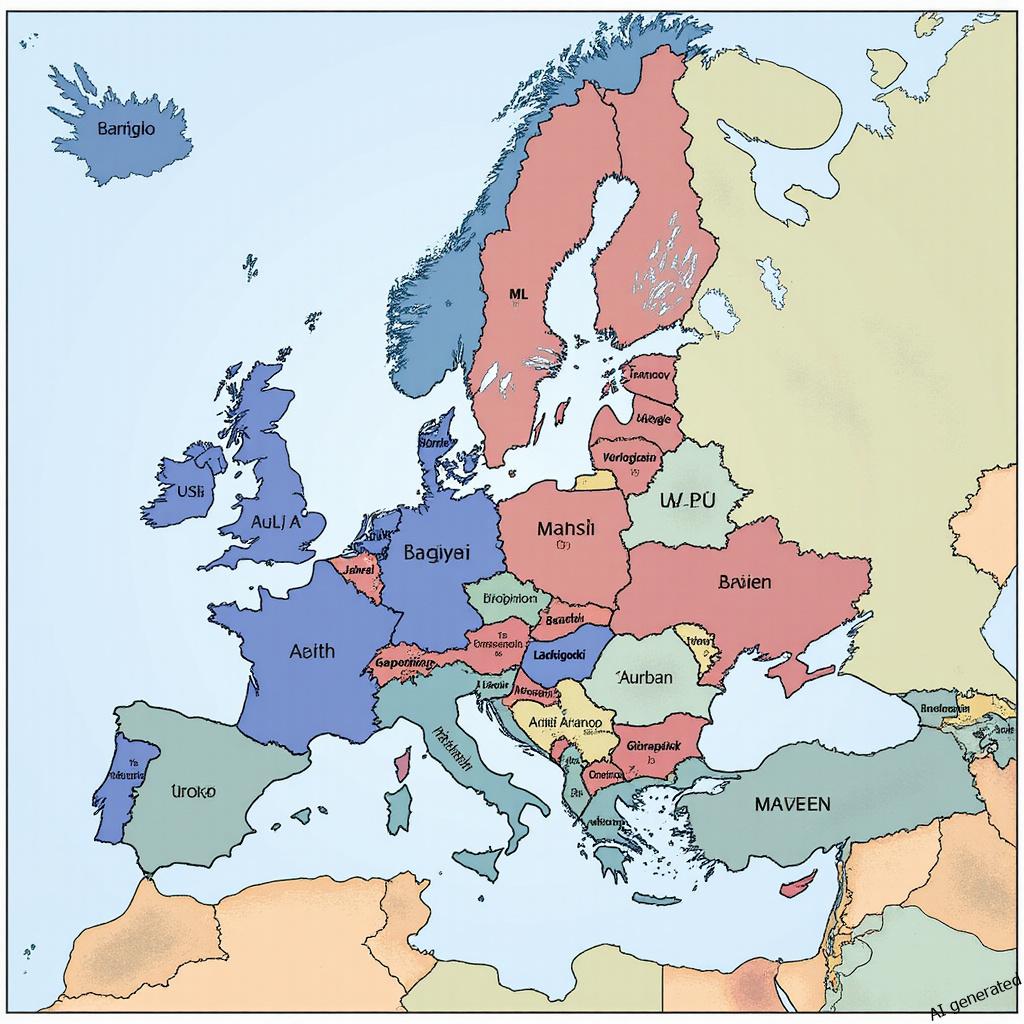 Wskaźniki ekonomiczne Komisji Europejskiej na tle mapy Europy i symboli podróży - walizka i paszport.